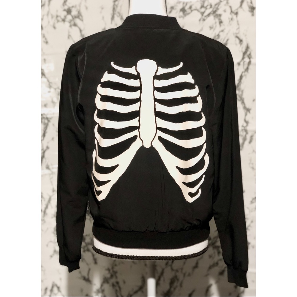 SOLD NWOT Skeleton Bomber Jacket